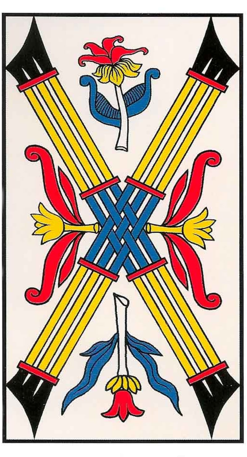 6 de bastos del Tarot de Marsella