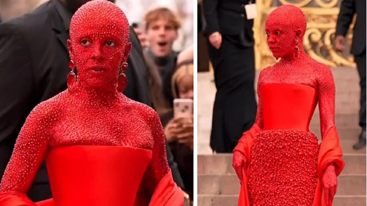 El increíble look de Doja Cat: de rojo y cubierta con 30 mil cristales Swarovski