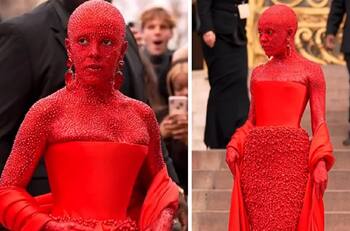 El increíble look de Doja Cat: de rojo y cubierta con 30 mil cristales Swarovski