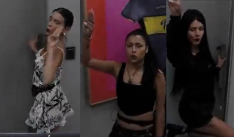 El equipo "Distrito 12" haciendo el gesto imitado por la madre de Constanza Capelli.