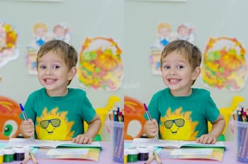 Test Visual: ¿Qué diferencias tienen estas dos imágenes de un niño en clases de artes?