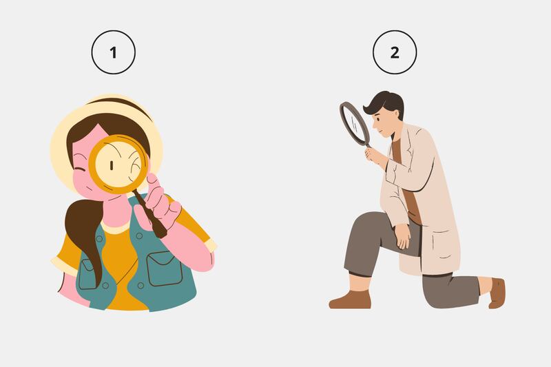 ilustración de personas con lupa.