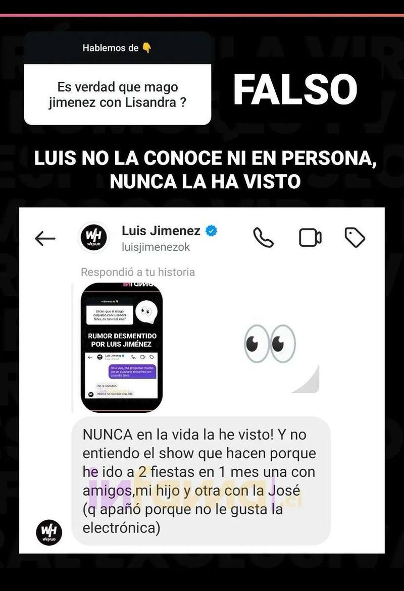 Luis Jiménez aclara su supuesto romance con Lisandra Silva.