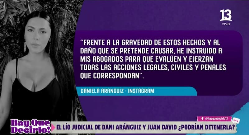 Daniela Aránguiz.
Foto: captura @el13chile