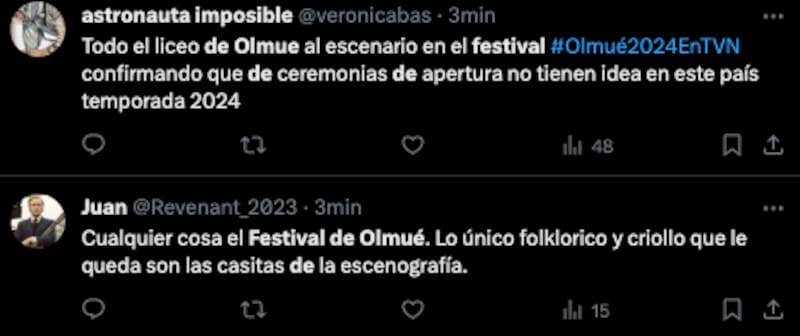 Críticas que se hicieron en X por la apertura del Festival del Huaso de Olmué 2024.