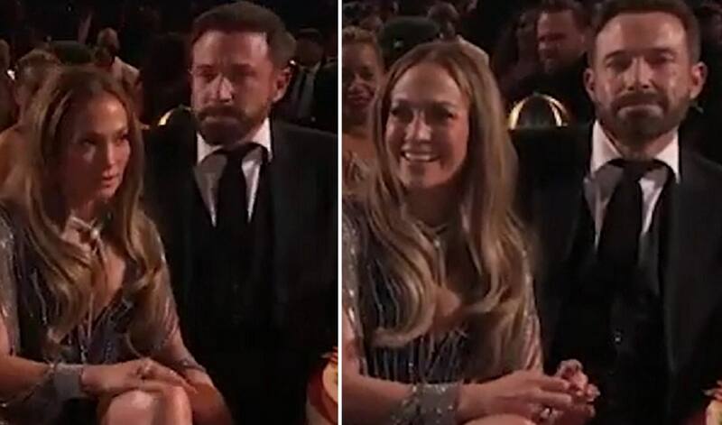 Ben Affleck y Jennifer Lopez El actor se convirtió en meme por sus gestos faciales en los Premios Grammy 2023. - Créditos: Reproducción
