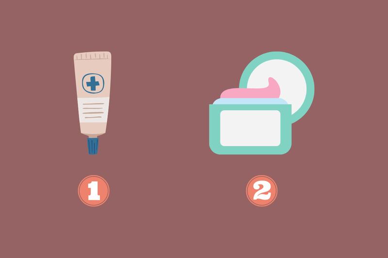 dos alternativas: una crema más chica y con el símbolo de salud, o una crema más decorada.
