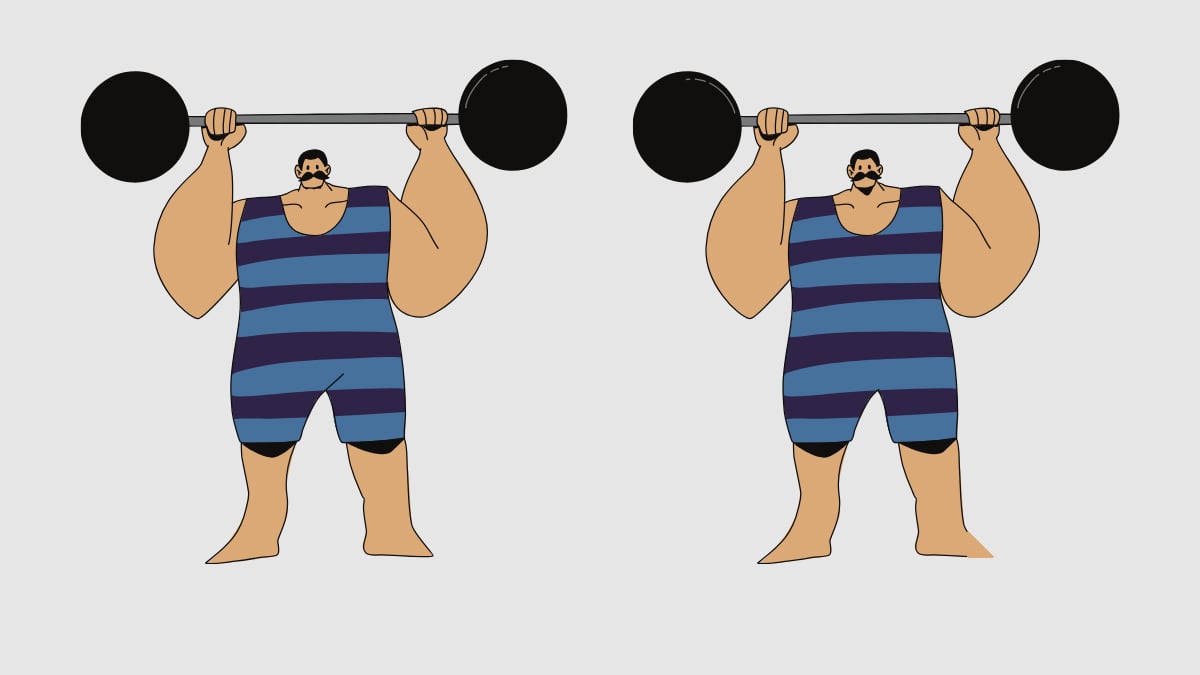 En este test visual hay dos hombres musculosos que parecen iguales, pero tienen cuatro diferencias.