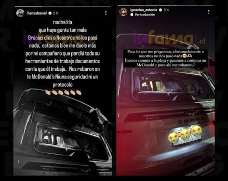 Ignacia Antonia y Hans Valdés subieron dos fotos del mismo vehículo en sus redes sociales