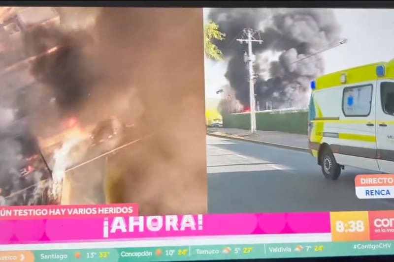 El matinal emitió por accidente una sensible imagen del accidente (la que no mostraremos en este sitio). Foto. Captura CHV.