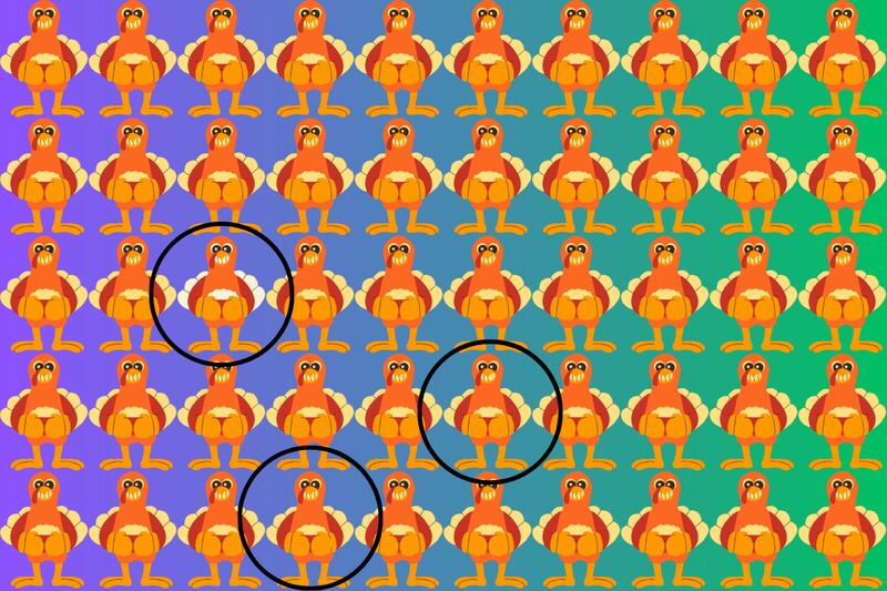 En este test visual hay muchos pavos, pero tres son diferentes.