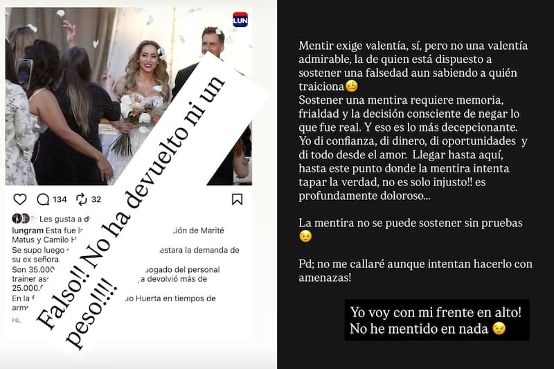 La modelo arremetió contra Camilo Huerta.