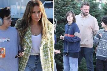 Jennifer Lopez y Ben Affleck compran con sus hijos su primer árbol de Navidad