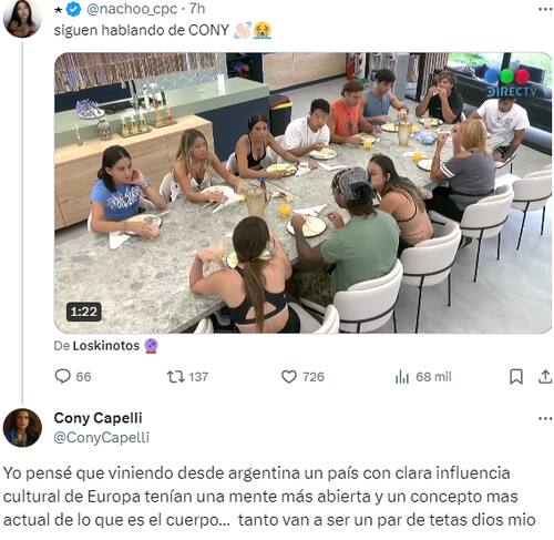 Constanza Capelli responde a cuestionamientos de participantes de Gran Hermano Argentina.