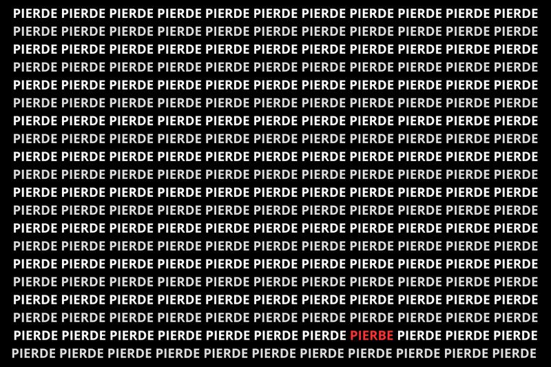 Fondo negro con muchas palabras en la imagen, solo hay una que es diferente entre ellas, que está identificada con color rojo.