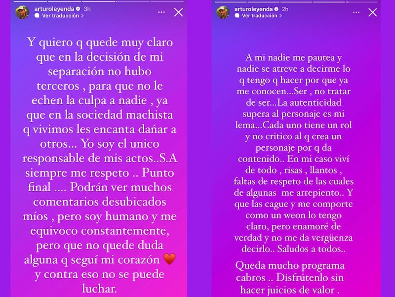 Las declaraciones de Arturo Longton sobre su divorcio. Foto: Instagram.