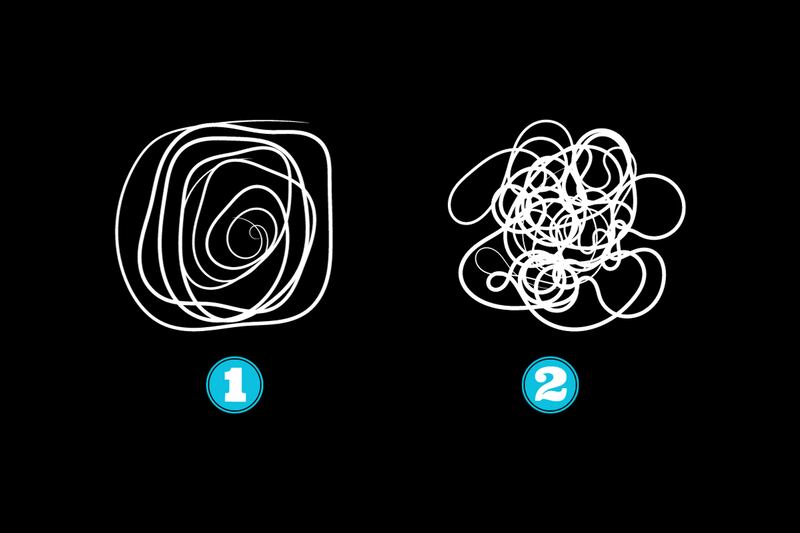 En este test de personalidad hay dos opciones para elegir: un garabato tipo espiral; y otro sin dirección ni patrón claro.