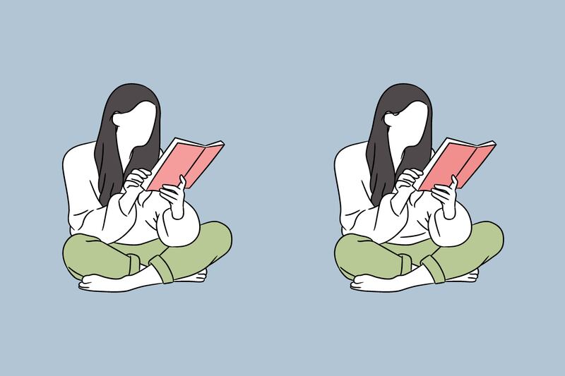 dos ilustraciones de mujer leyendo.