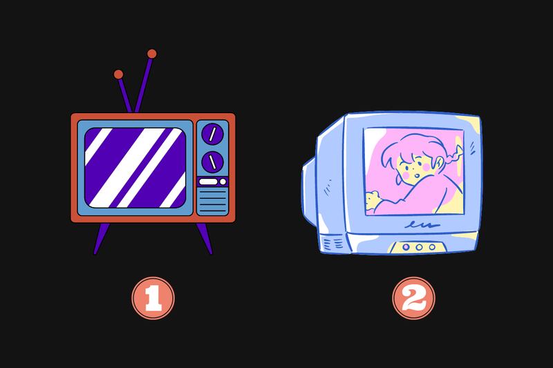 Dos opciones en este test de personalidad: una televisión con antena y otra con fondo atrás.