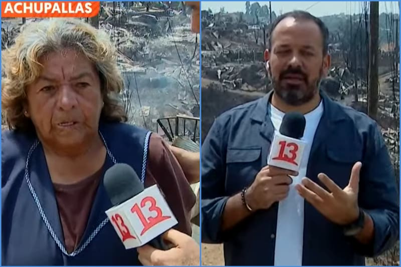 Damnificada de los incendios forestales en Viña del Mar le paró los carros a periodista de Canal 13