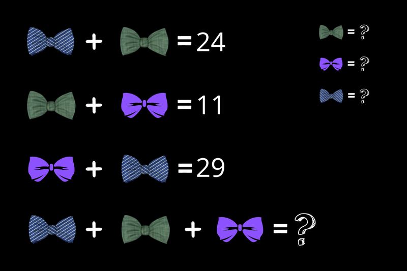 Ecuación matemática realizada con corbatines, los que tienen un valor