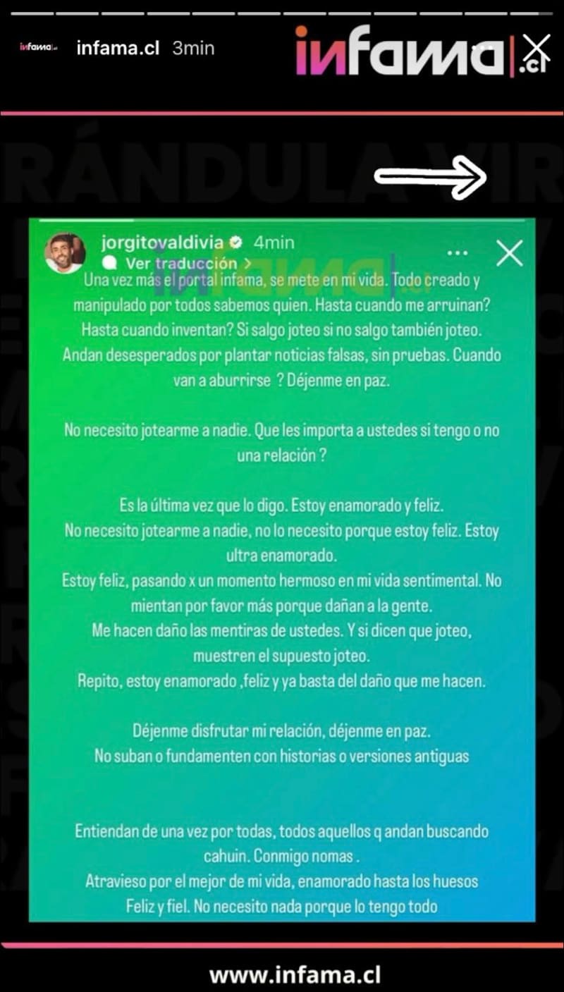 La declaración de Jorge Valdivia.