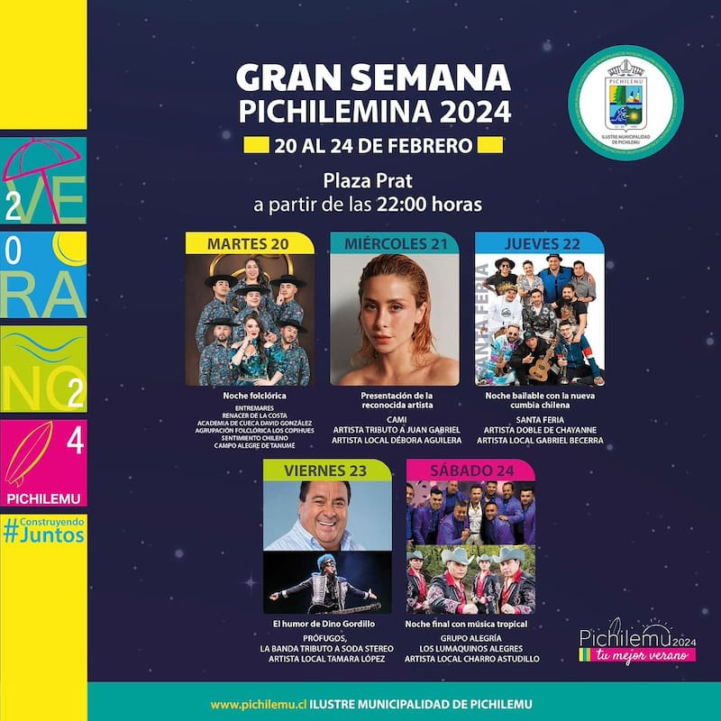 Parrilla de artistas para el Festival de Pichilemu 2024.