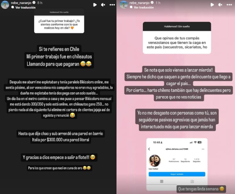 Rebeca Naranjo responde preguntas a sus seguidores de Instagram.