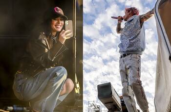 Megan Fox disfrutó como una fan más del show de Machine Gun Kelly en Lollapalooza Chile