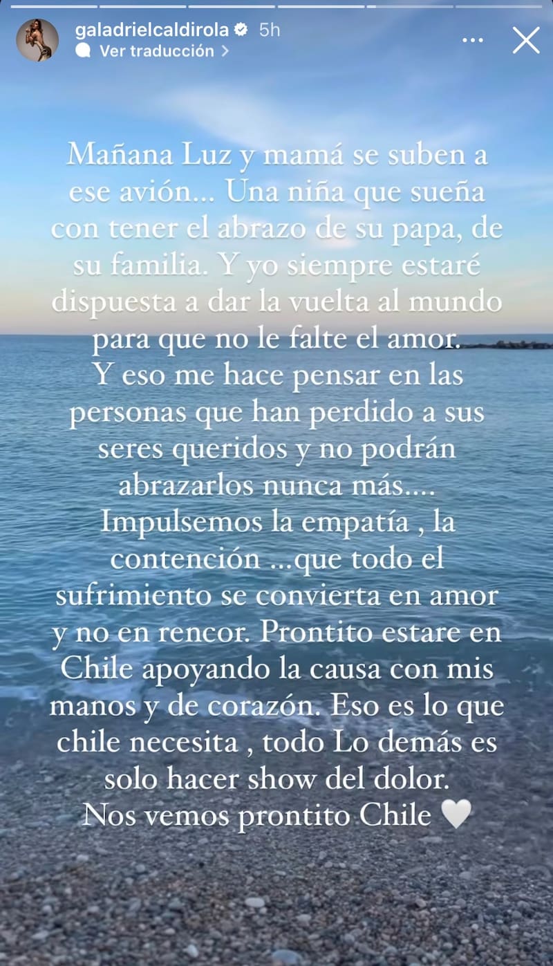En medio de su polémica, Gala Caldirola anunció su regreso a Chile.