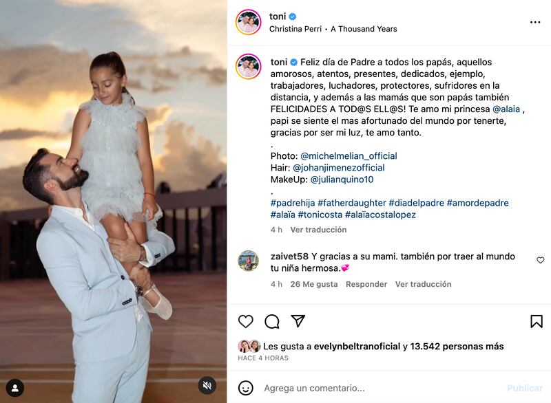 Toni Costa celebró el Día del Padre con Alaïa