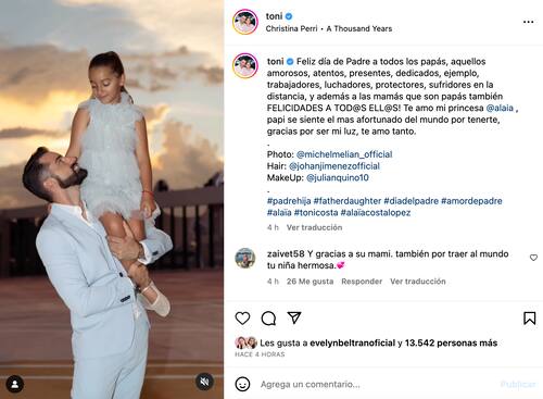 El bailarín protagonizó adorable sesión de fotos con su hija para celebrar el Día del Padre
