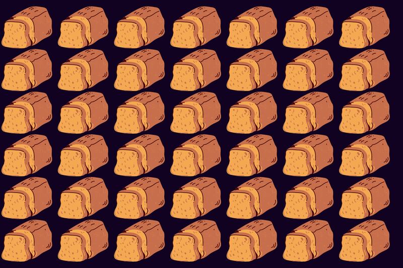 muchos panes de molde, y uno tiene una pequeña diferencia.
