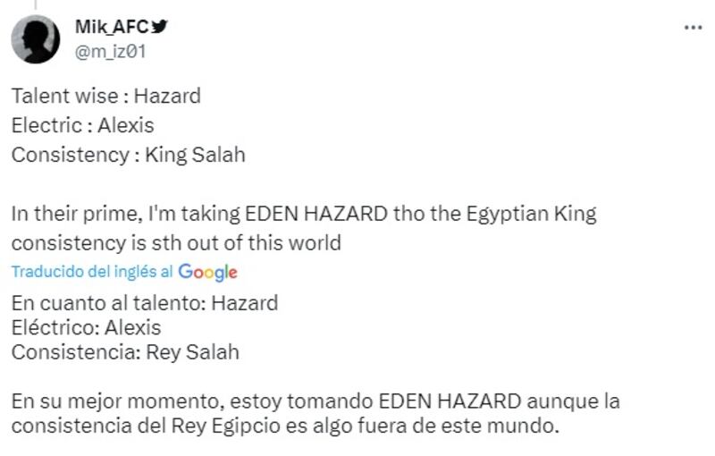 Hinchas ingleses comentan en redes sociales sobre el nivel de Alexis Sánchez, Eden Hazard y Mohamed Salah.