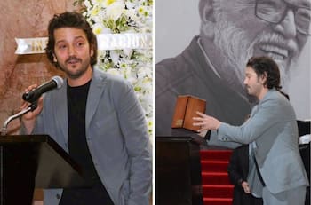Camila Sodi y sus hijos acompañan a Diego Luna en el homenaje luctuoso de su padre, Alejandro Luna