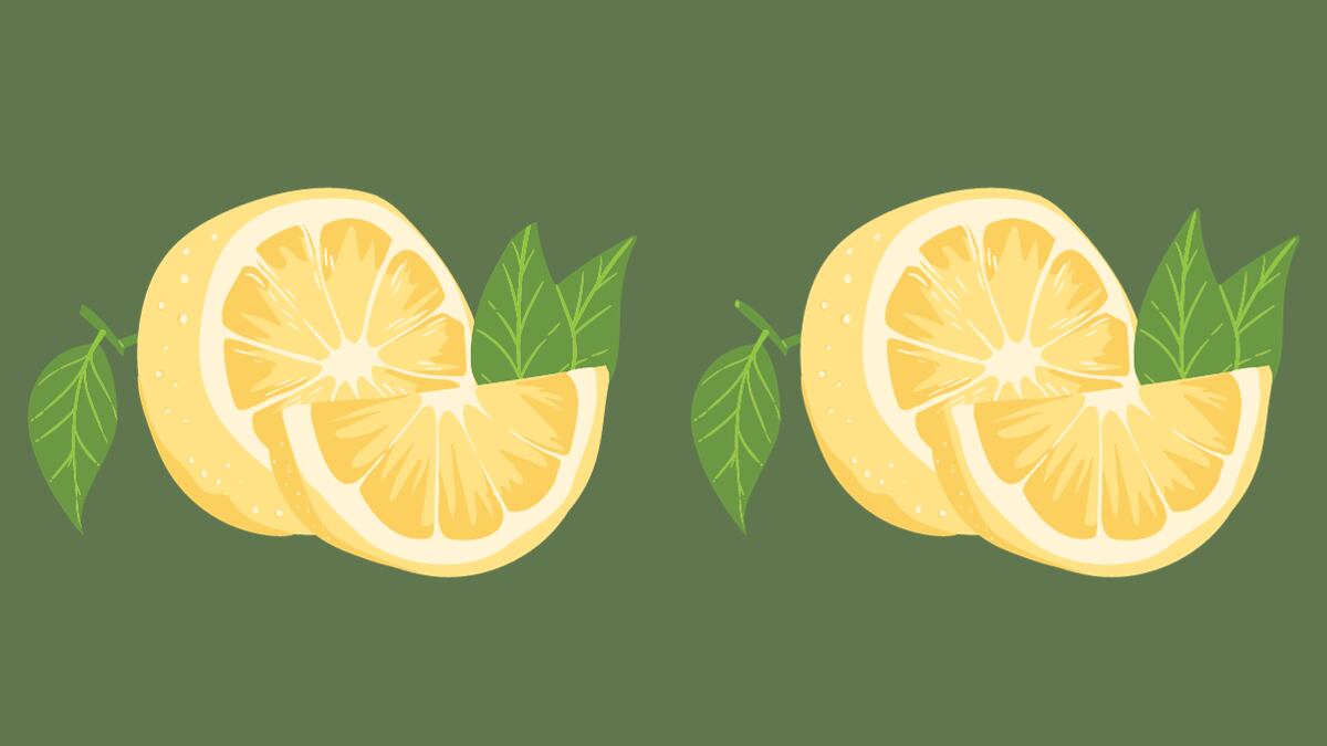 Dos limones que parecen iguales, pero que tienen 5 diferencias entre sí.