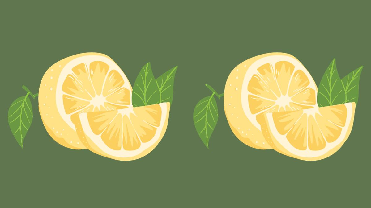 Dos limones que parecen iguales, pero que tienen 5 diferencias entre sí.