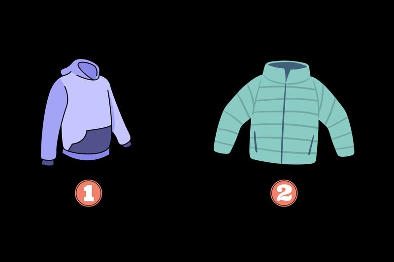 Dos alternativas en este test de personalidad: un polerón y una parka.