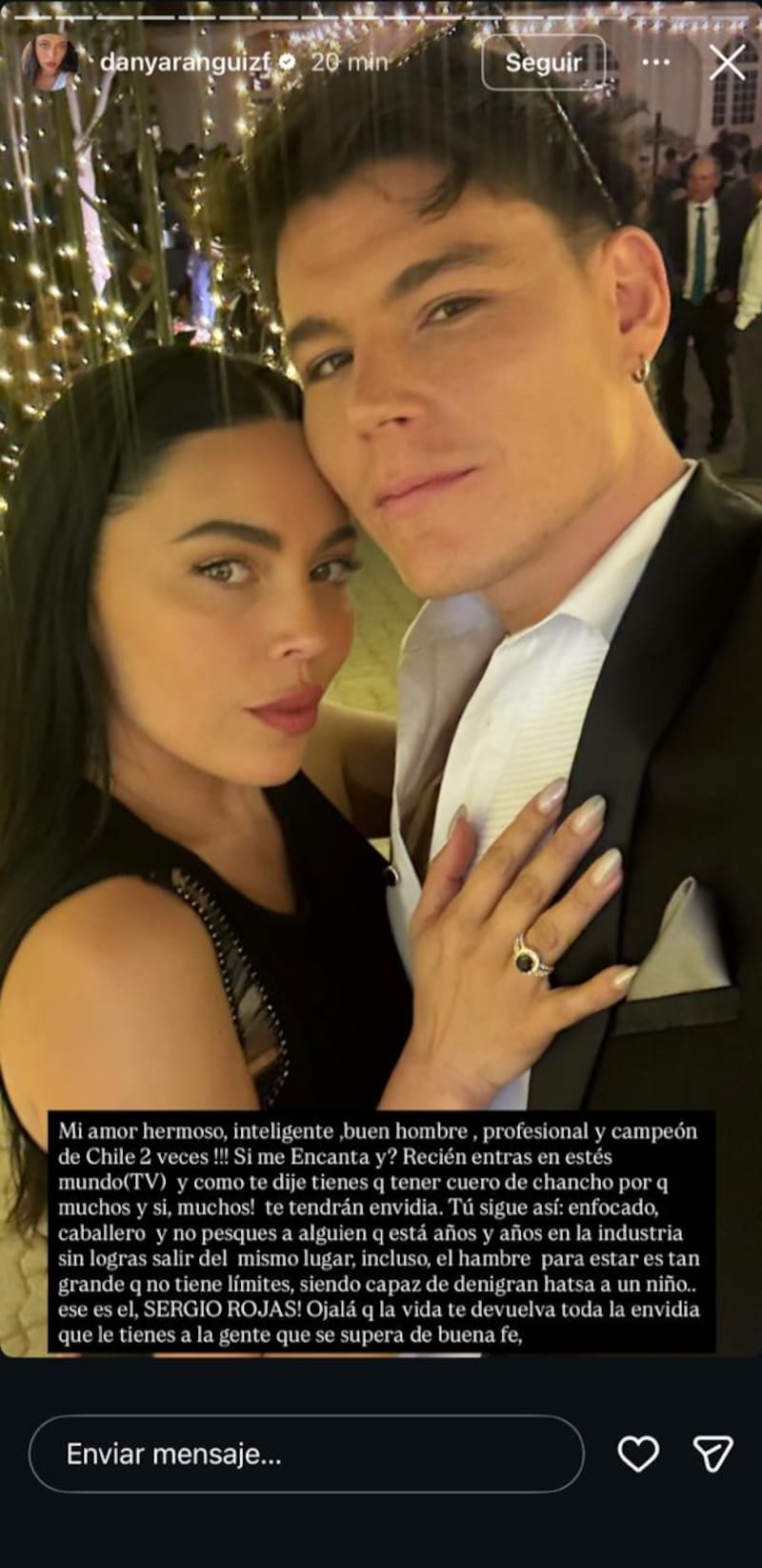 La historia de Instagram respondiendo a Sergio Rojas.
Foto: Instagram @danyaranguizf