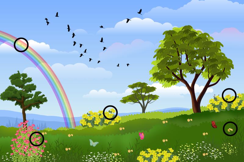 En este test visual se encuentra un paisaje, en el cual hay cinco abejas escondidas.