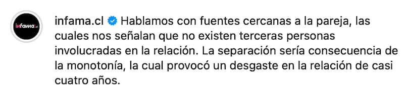 Aseguran que la bailarina se separó por un desgaste en el relación.