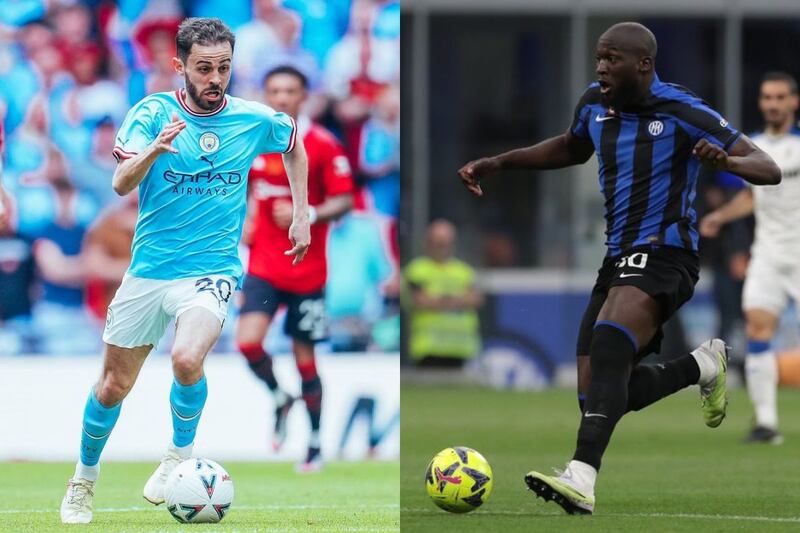 Jugadores del Manchester City e Inter de Milán.