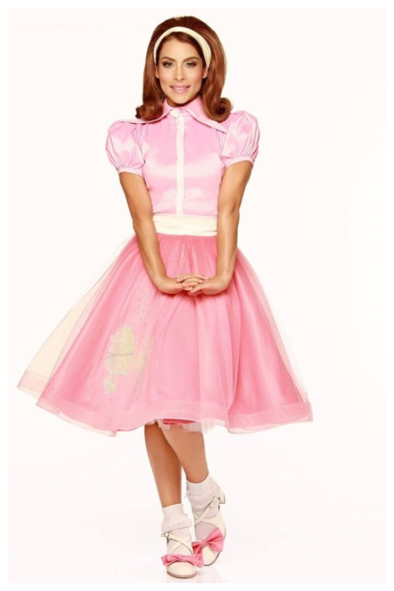 María Sargento León en el rol de Sandy, en Vaselina. Un papel que hizo famoso Olivia newton John cuando protagonizó Grease Brillantina.