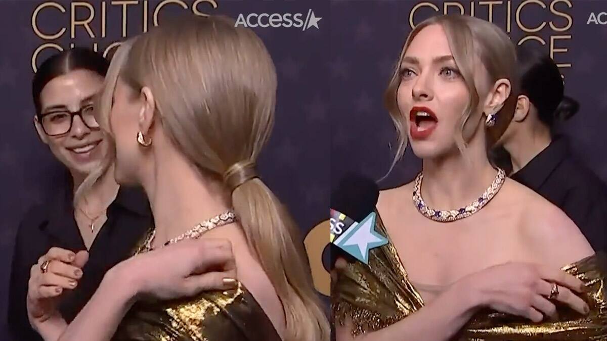 VIDEO: Amanda Seyfried sufre ruptura de su vestido en alfombra roja de los Critics' Choice Awards