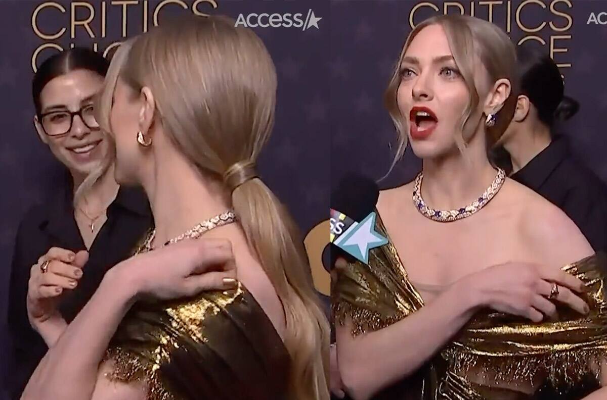 VIDEO: Amanda Seyfried sufre ruptura de su vestido en alfombra roja de los Critics' Choice Awards