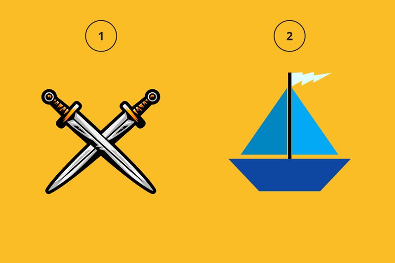 barco y espadas ilustradas.