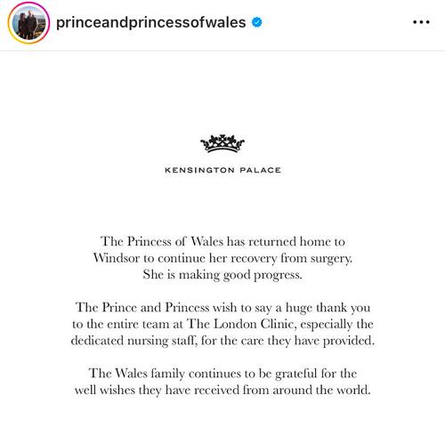 El comunicado de la Casa Real sobre Kate Middleton.