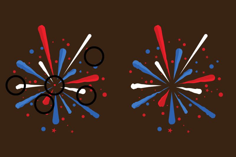 En este test visual hay dos fuegos artificiales que parecen iguales, pero tienen cinco diferencias.
