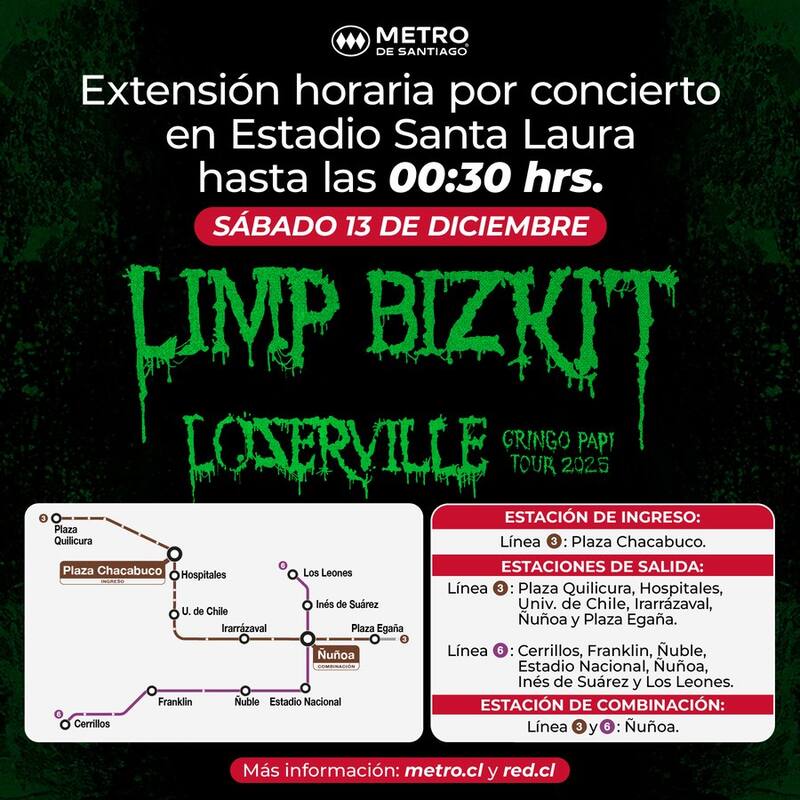 Horarios especiales de Metro de Santiago.