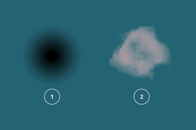 dos sombras: una negra y otra media rosada.